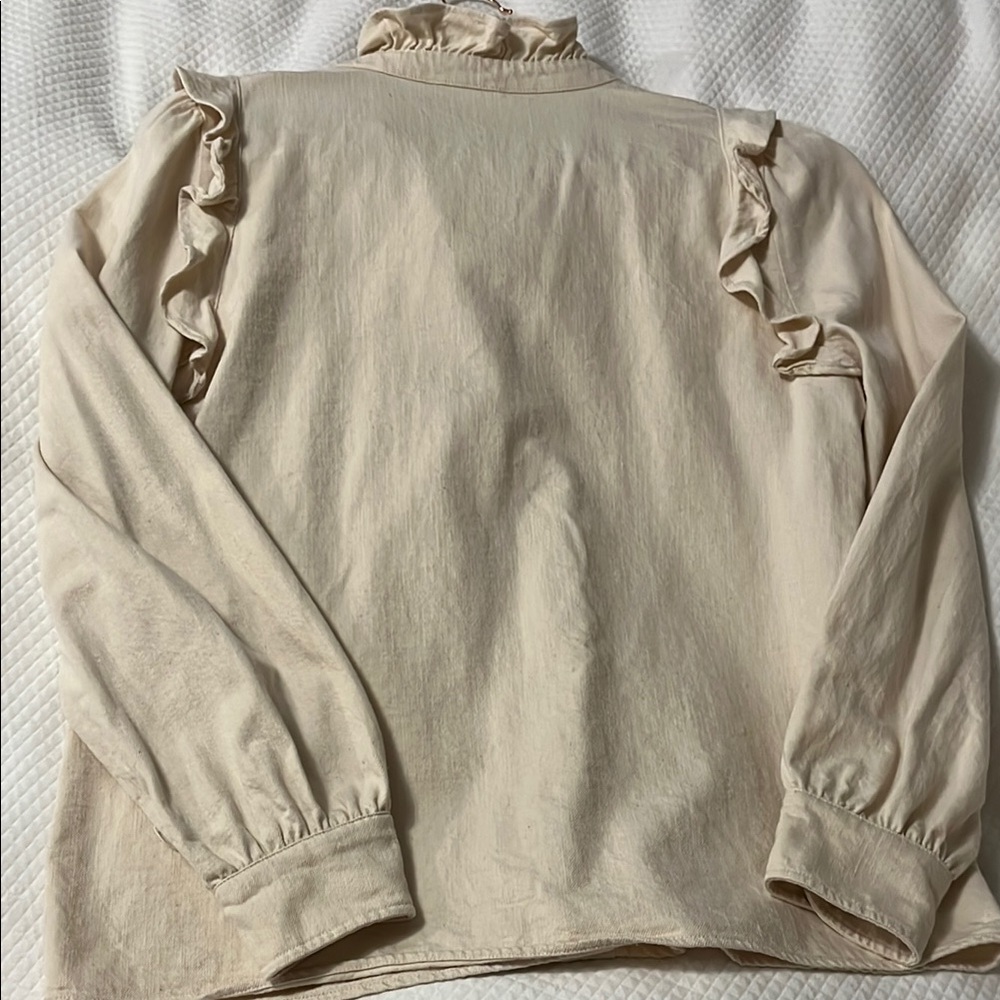 Sezane Cream Ruffle Button-Front Blouse - Picture 5 of 5